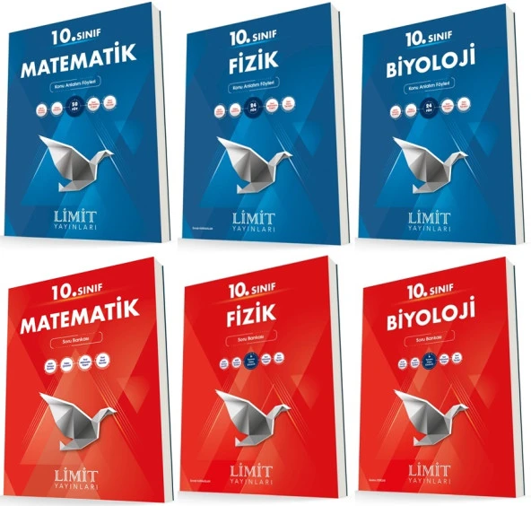 Limit 10. Sınıf Matematik + Fizik + Biyoloji Konu + Soru Seti 6 Kitap 2023