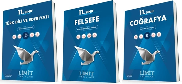 Limit 11. Sınıf Edebiyat + Felsefe + Coğrafya Konu Föyleri Seti 3 Kitap 2023
