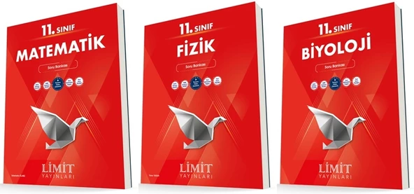 Limit 11. Sınıf Matematik + Fizik + Biyoloji Soru Bankası Seti 3 Kitap 2023