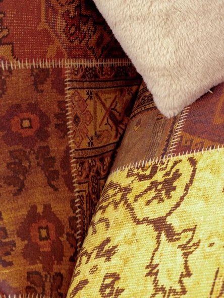 SoftMicro Etnik Desenli Boho 130x180 cm Koltuk Örtüsü Şalı, Kanepe Örtüsü, Tv Battaniyesi Kiremit Rengi - 4