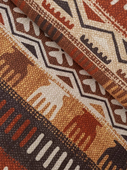 SoftMicro Etnik Desenli Boho 180x220 cm Koltuk Örtüsü Şalı, Kanepe Örtüsü, Tv Battaniyesi Toprak - 5