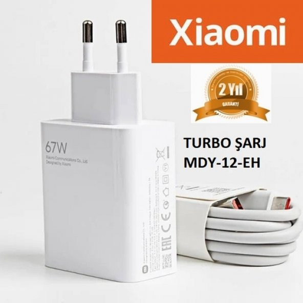Orjinal Xiaomi Redmi Mi Type-C Data Kablo ve 67W 6A MYD-12-ES Hızlı Şarj cihazı