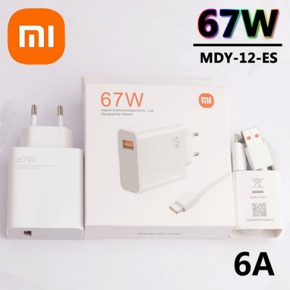 Orjinal Xiaomi Mi A1 Type-C Data Kablo ve 67W 6A MYD-12-ES Hızlı Şarj cihazı - 3