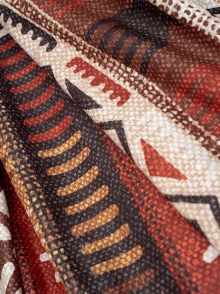 SoftMicro Etnik Desenli Boho 180x300 cm Koltuk Örtüsü Şalı, Kanepe Örtüsü, Tv Battaniyesi Toprak - 6