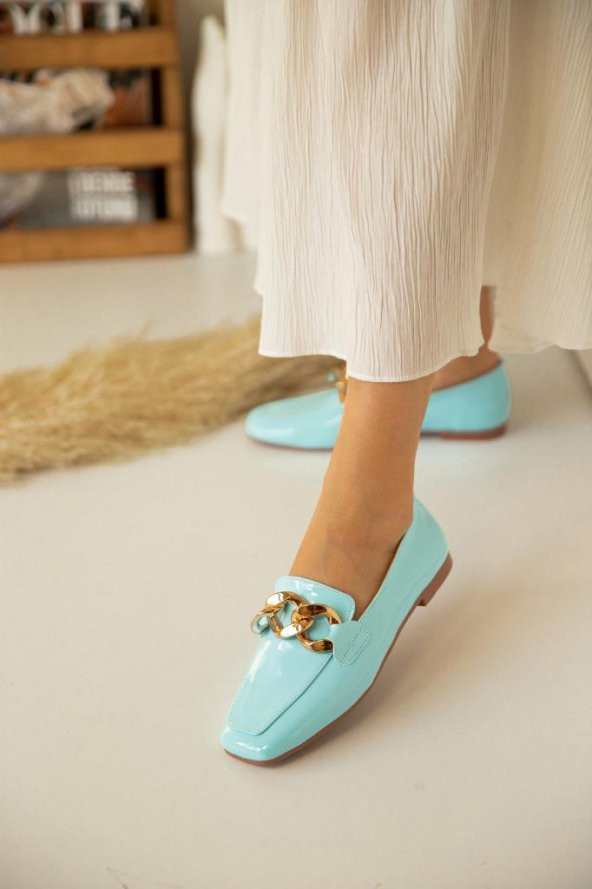 Marjinix Trendy Zincir Tokalı Kadın Babet Ayakkabı