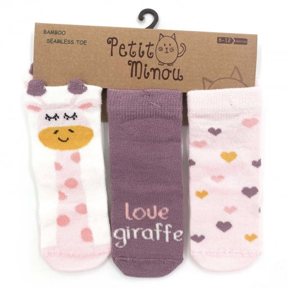 Petit Minou 3lü 3D Love Graffe  Bebek Çorabı 2194