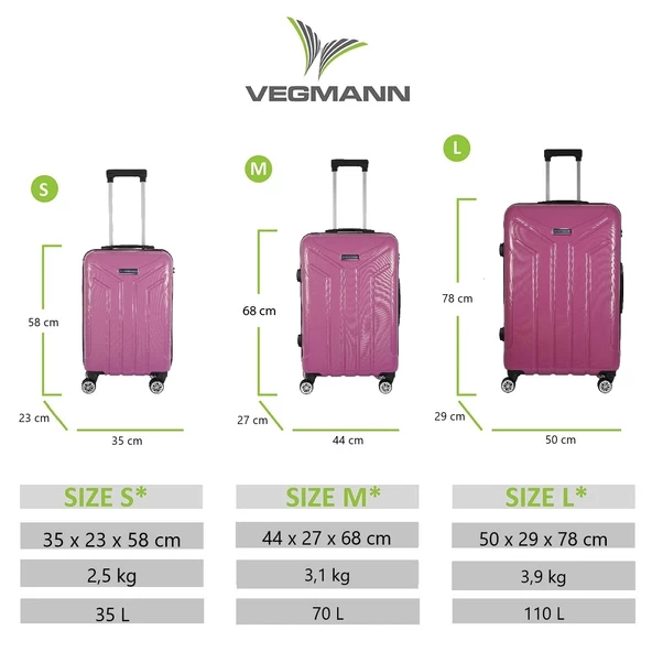 Vegmann Vela Violet 3'lü Valiz Seti - 3