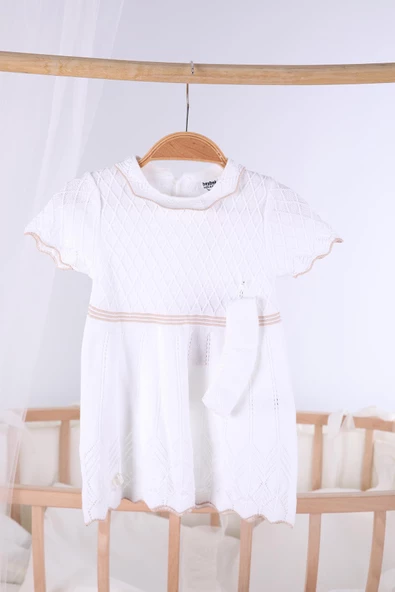 Saç Bantlı Triko Kız Bebek Yazlık Elbise 5507 - 2