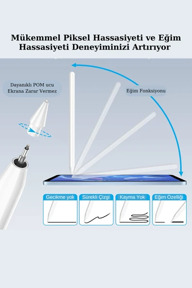 İpad Air 10.9 inç Uyumlu Kablosuz Şarj Olabilen Palm Rejection Pen - Resim 6