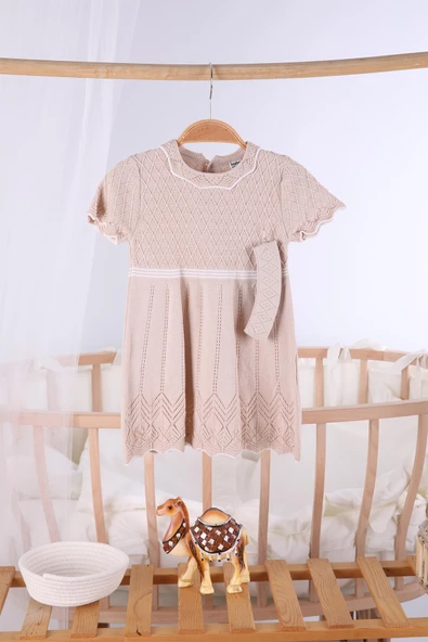 Saç Bantlı Triko Kız Bebek Yazlık Elbise 5507 - 11