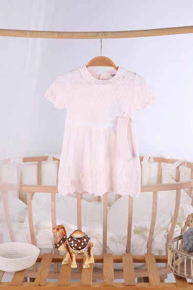 Saç Bantlı Triko Kız Bebek Yazlık Elbise 5507 - 8