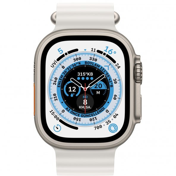 Apple Watch Ultra GPS + Cellular 49mm Titanyum Kasa ve Beyaz-Ocean Kordon Akıllı Saat