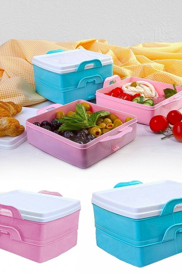 Sağlıklı Beslenme İçin 2 Katlı Bölmeli Diyet Kabı Klipsli Beslenme Saklama Kabı Lunch Box