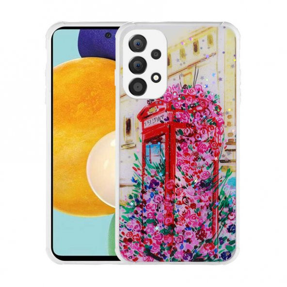 Galaxy A23 Kılıf Simli Desenli Kamera Korumalı Parlak  Popy Kapak