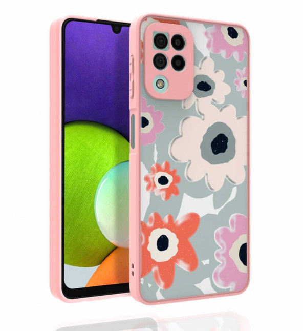 Galaxy M22 Kılıf Desenli Kamera Korumalı Parlak  Nora Kapak