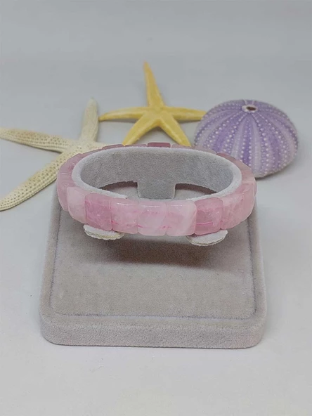 Pembe Kuvars Taşı Unisex Bileklik - Resim 2