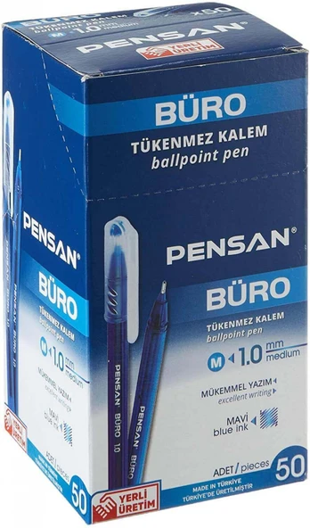 Pensan Büro 1mm Siyah Tükenmez Kalem 50 Adet