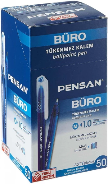 Pensan Büro 1mm Siyah Tükenmez Kalem 50 Adet