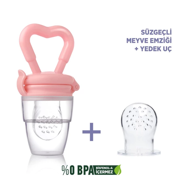 Meyve Süzgeci + Yedek Silikon Uç Süzgeçli Meyve Emziği Diş Kaşıyıcı - 7