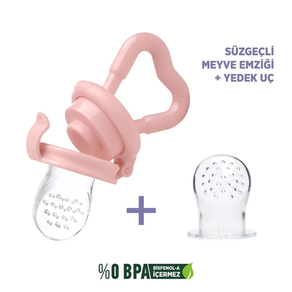 Meyve Süzgeci + Yedek Silikon Uç Süzgeçli Meyve Emziği Diş Kaşıyıcı - 6