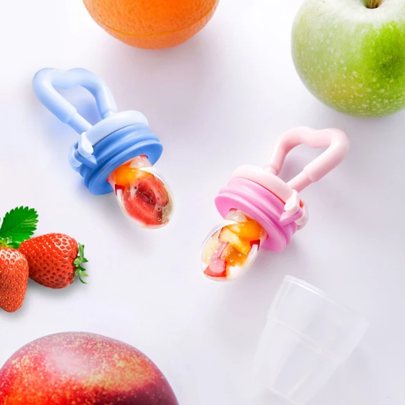 Meyve Süzgeci + Yedek Silikon Uç Süzgeçli Meyve Emziği Diş Kaşıyıcı - 2