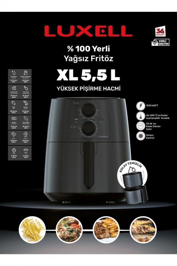 Luxell Fastfryer LXFC-5130 5.5 lt Yağsız Fritöz