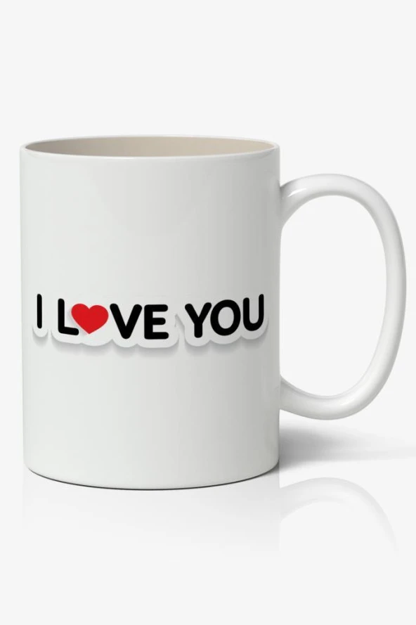 I Love You - Seni Seviyorum Yazılı Baskılı Kupa Bardak Baskılı Kahve Kupa Bardak