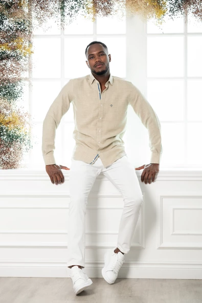Paul Martin Slim Fit Gofre Kumaş Uzun Kol Erkek Yazlık Gömlek - 7