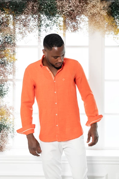 Paul Martin Slim Fit Gofre Kumaş Uzun Kol Erkek Yazlık Gömlek - 5