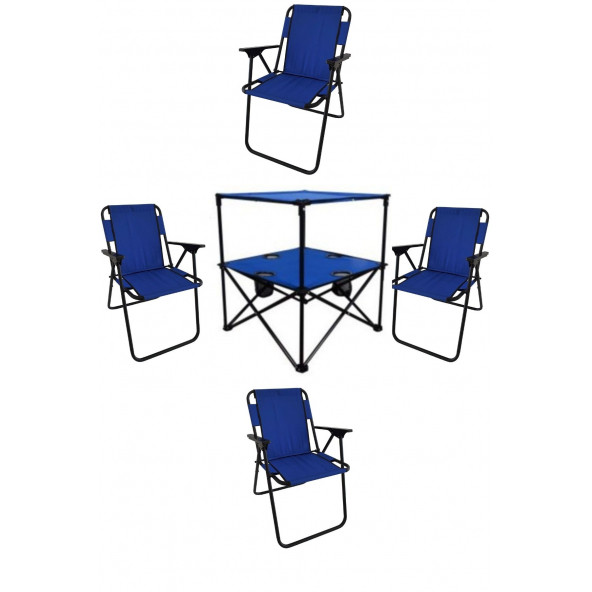 met35 Katlanır Masa + 4 Adet Piknik Sandalyesi