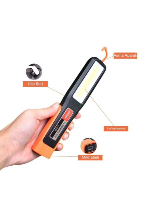 Bvs Elektronik Taşınabilir Usb Şarjlı Mıknatıslı Beyaz Led Aydınlatma Kamp Tamir Çalışma Araç Led Aydınlatma