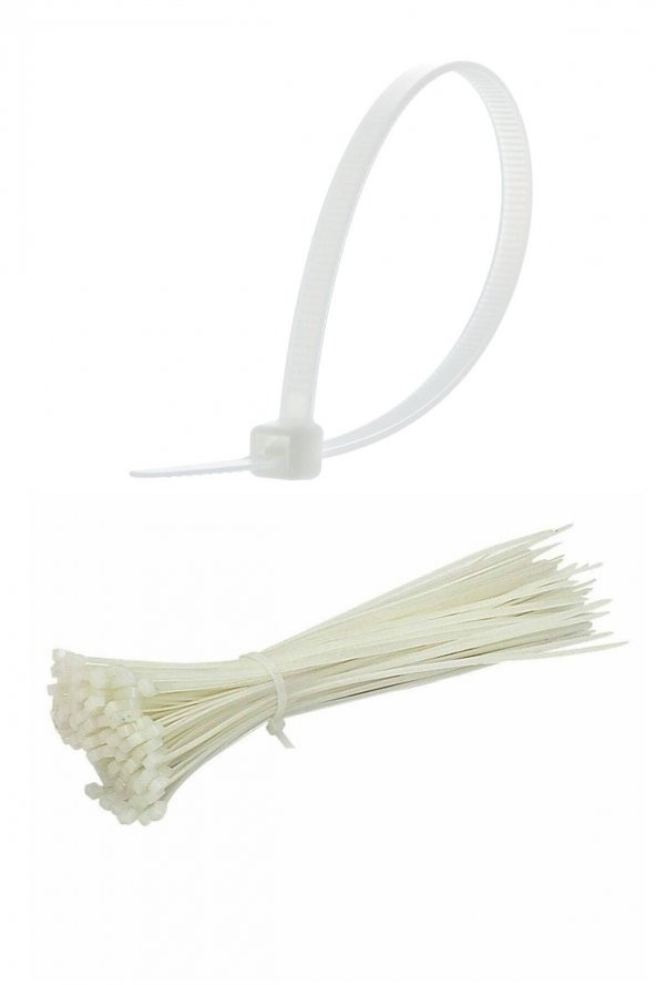 naque Plastik Kelepçe Cırt Kablo Bağı Beyaz 4.8 X 380 mm 38 cm 100 Adet