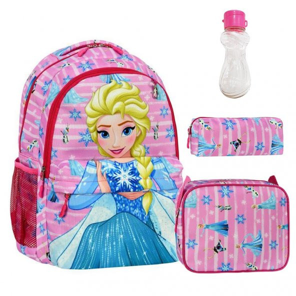 Pembe Olaf Elsa Çanta + Beslenme + Suluk - Okul Çantası - Kız Çocuk Çantası - İlkokul Çanta