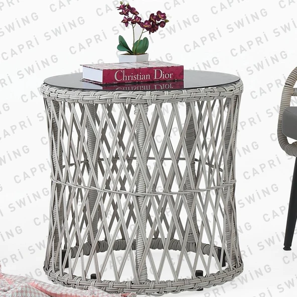 Capri Swing Pisa Tekli Rattan Bahçe Balkon Oturma Grubu | Gri | 700 - 2