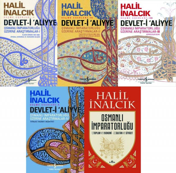 TÜRKİYE İŞ BANKASI KÜLTÜR YAYINLARI HALİL İNALCIK DEVLETİ-İ ALİYYE 1-2-3-4- OSMANLI İMPARATORLUĞU 5 KİTAP SET