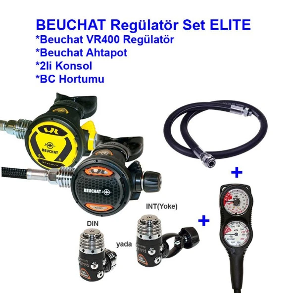 BEUCHAT Regülatör Set ELITE VR400 DIN, Ahtapot, Konsol, BC Hortumu ve Çanta dahil - 2