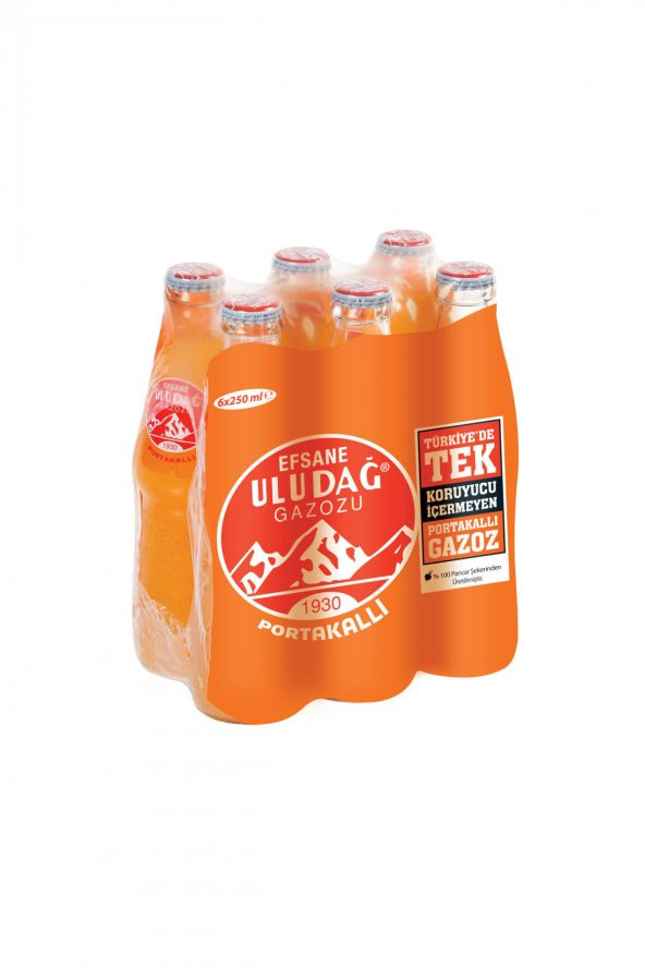 Uludağ Efsane Gazoz Portakal 250 Ml X 6 Adet