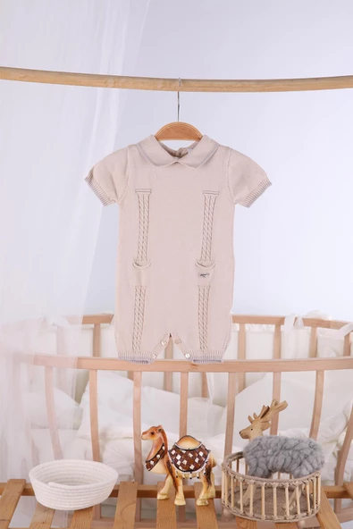 Kısa Kol Cepli Erkek Bebek Yazlık Triko Tulum 5503 - 5