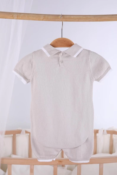 Kısa Kol Cepli Erkek Bebek Yazlık Triko Tulum 5503 - 12
