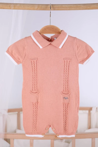 Kısa Kol Cepli Erkek Bebek Yazlık Triko Tulum 5503 - 2