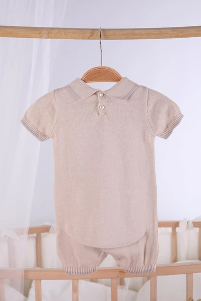 Kısa Kol Cepli Erkek Bebek Yazlık Triko Tulum 5503 - 8