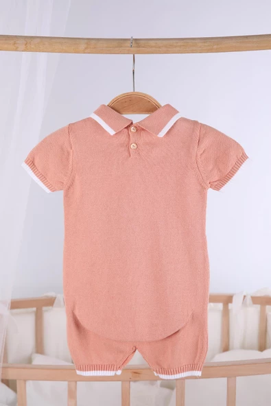Kısa Kol Cepli Erkek Bebek Yazlık Triko Tulum 5503 - 4