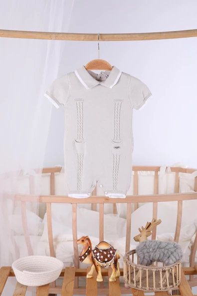 Kısa Kol Cepli Erkek Bebek Yazlık Triko Tulum 5503 - 9