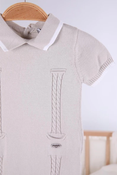 Kısa Kol Cepli Erkek Bebek Yazlık Triko Tulum 5503 - 11