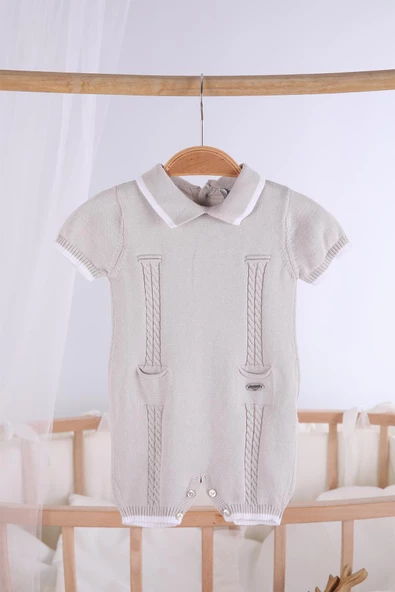 Kısa Kol Cepli Erkek Bebek Yazlık Triko Tulum 5503 - 10