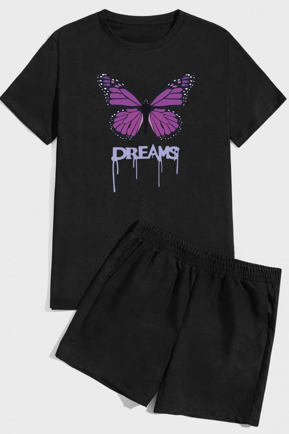 Dream Butterfly Baskı Şort Takım