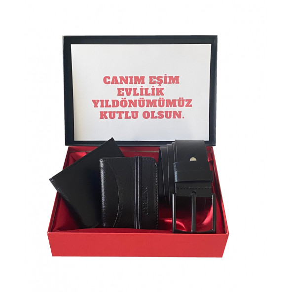 ERKEK SİYAH KEMER CÜZDAN KARTLIK HEDİYE SETİ