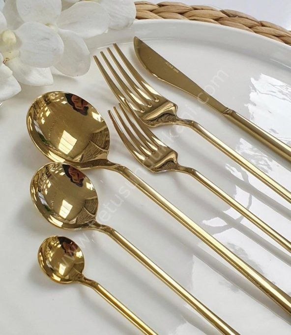 Acar Milano 36 Parça Paslanmaz Çelik Çatal Bıçak Kaşık Takımı Gold 0450 - 2