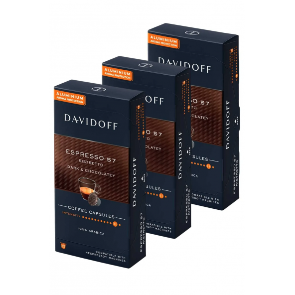 Davidoff Espresso 57 Rıstretto Dark & Chocolatey Aluminium Kapsül Kahve 3x10'lu (Nespresso Uyumlu)
