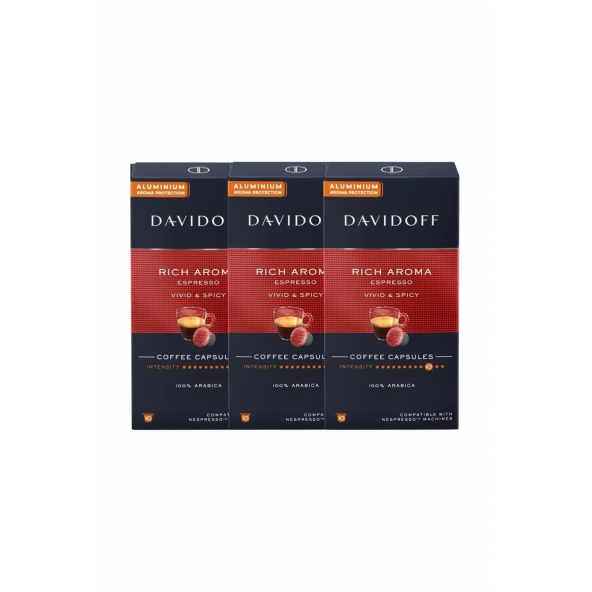 Davidoff Rıch Aroma Espresso Vıvıd & Spıcy Aluminium Kapsül Kahve 10'lu 3x10 (Nespresso Uyumlu)